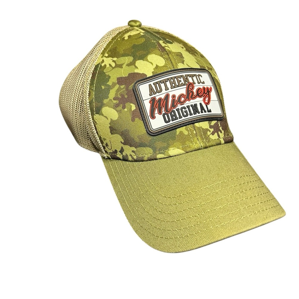 Disney Mickey Mouse Trucker Hat Camo Mesh Snapback Green Tan One Size OSFM